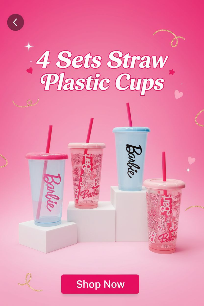 Cute pink Barbie Cup set